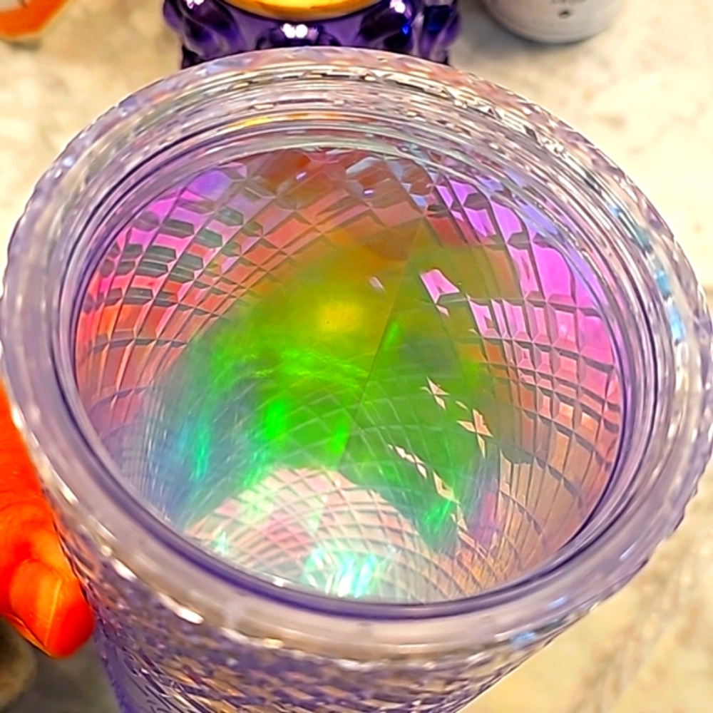 STARBUCKS IRIDESCENT UNICORN BLING DIAMOND CUT JEWEL TUMBLER - Picture 15 of 16
